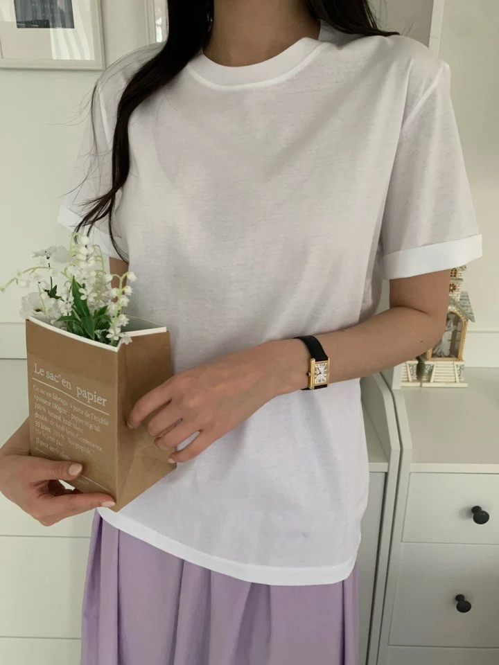 Allu - Korean Women Fashion - #thatsdarling - Silk Roll-up Tee - 5