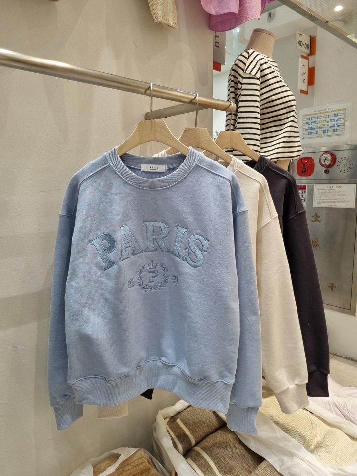 Allu - Korean Women Fashion - #womensfashion - Paris Embroidery Sweatshirts - 12