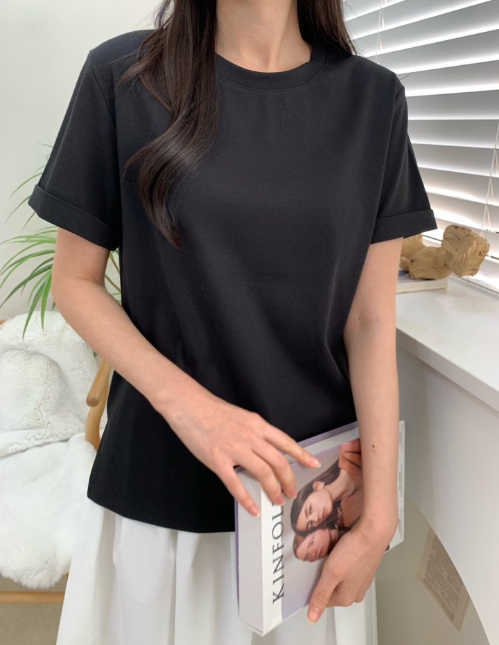 Allu - Korean Women Fashion - #womensfashion - Bunto Roll-up Tee - 6