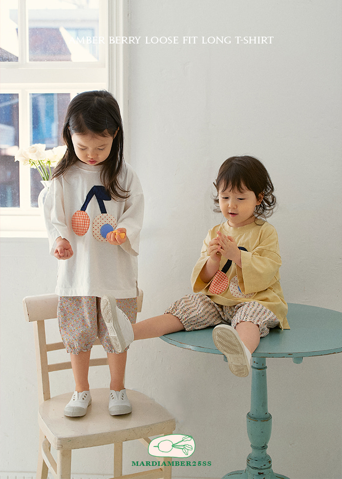 Amber - Korean Children Fashion - #kidsstore - Berry Loose Fit Long Tee - 2
