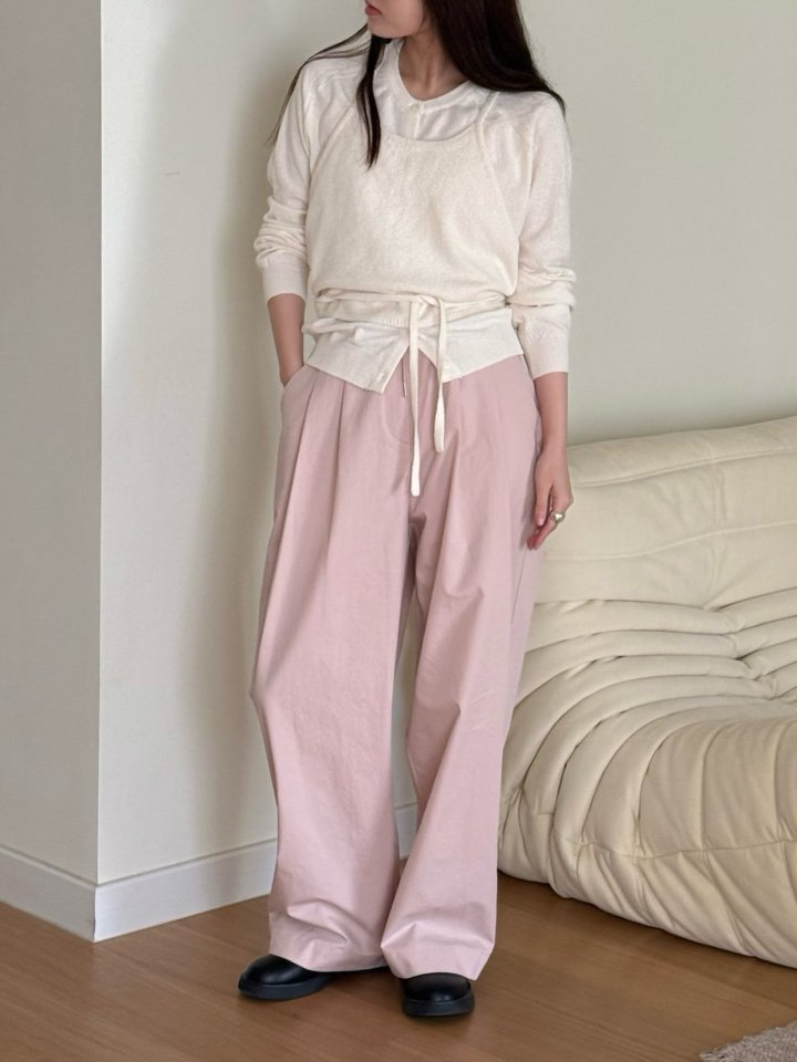 Amygrace - Korean Women Fashion - #momslook - Micael String Cotton Pants - 2