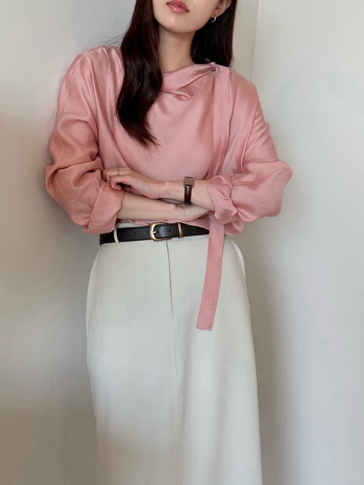 Amygrace - Korean Women Fashion - #momslook - Mermaid Tie Blouse - 7