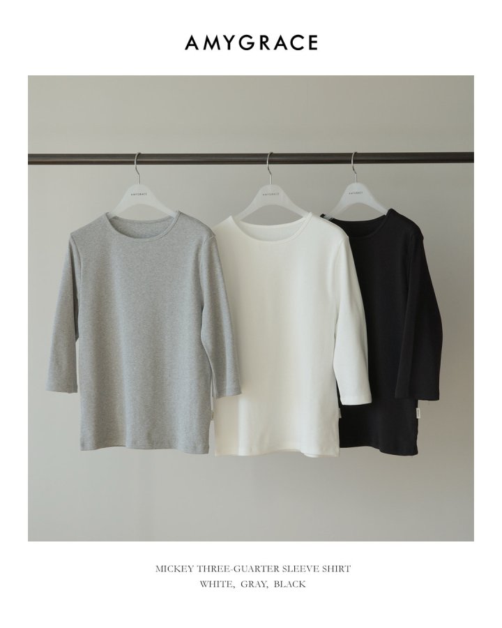 Amygrace - Korean Women Fashion - #womensfashion - Mini Midi Sleeved Tee - 4