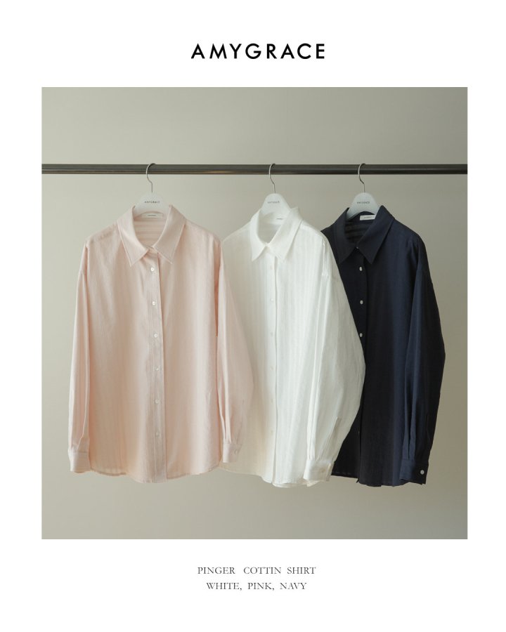 Amygrace - Korean Women Fashion - #momslook - Finger Cotton Shirts - 11
