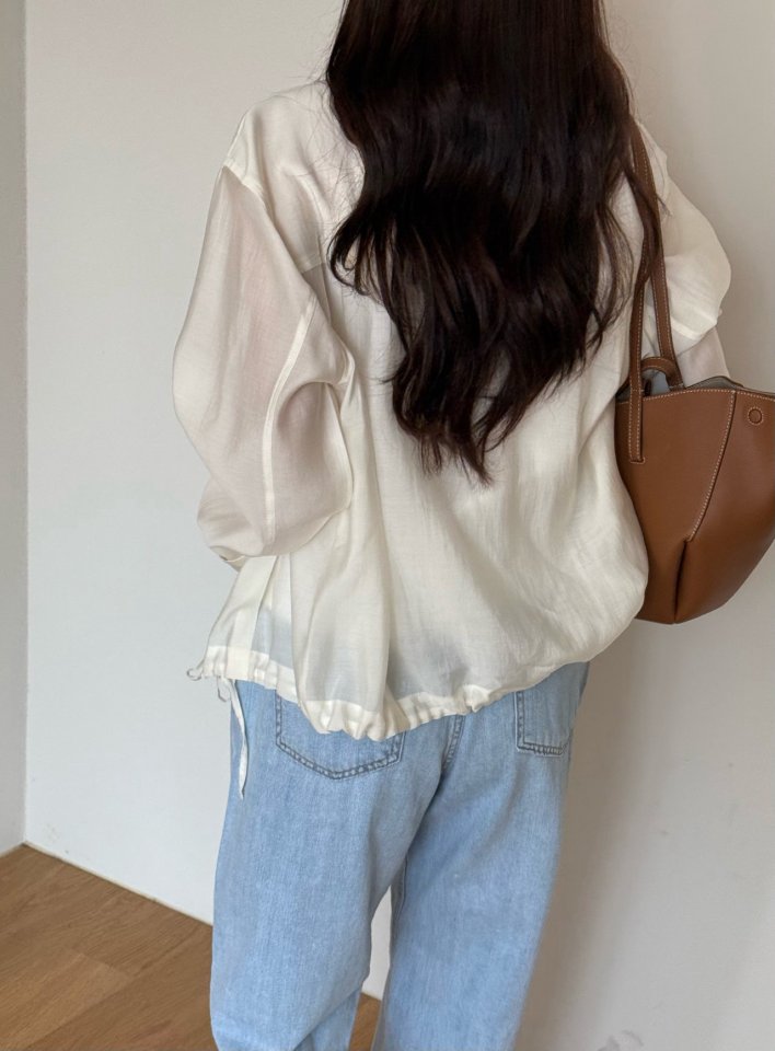 Amygrace - Korean Women Fashion - #momslook - Ribbon String Blouse - 11