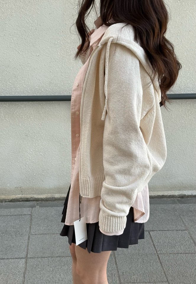 Amygrace - Korean Women Fashion - #restrostyle - Bridge Hood Knit Jacket - 11