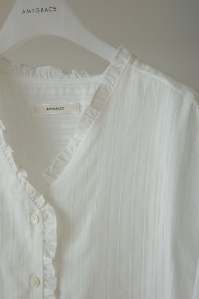 Amygrace - Korean Women Fashion - #thatsdarling - Frill Cotton Blouse