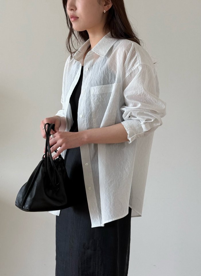 Amygrace - Korean Women Fashion - #thelittlethings - Melody Sripe Pin Shirt - 10