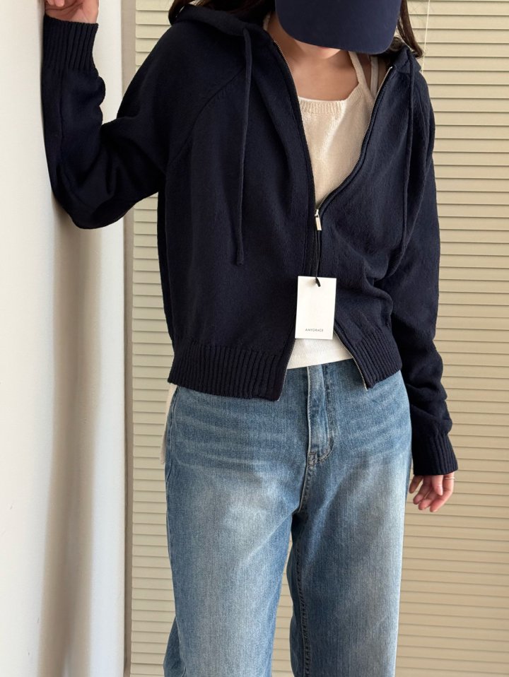 Amygrace - Korean Women Fashion - #vintageinspired - Bridge Hood Knit Jacket - 8