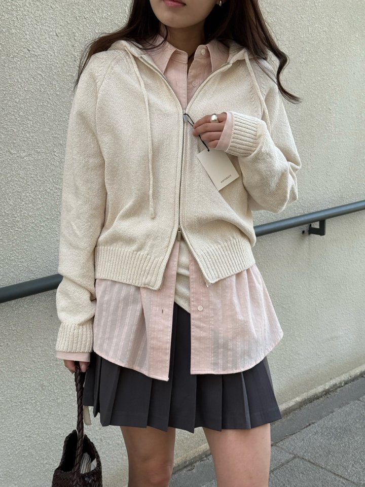 Amygrace - Korean Women Fashion - #vintagekidsstyle - Bridge Hood Knit Jacket - 9