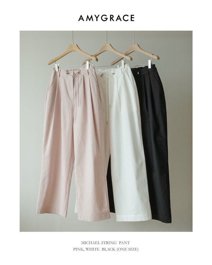 Amygrace - Korean Women Fashion - #womensfashion - Micael String Cotton Pants - 3
