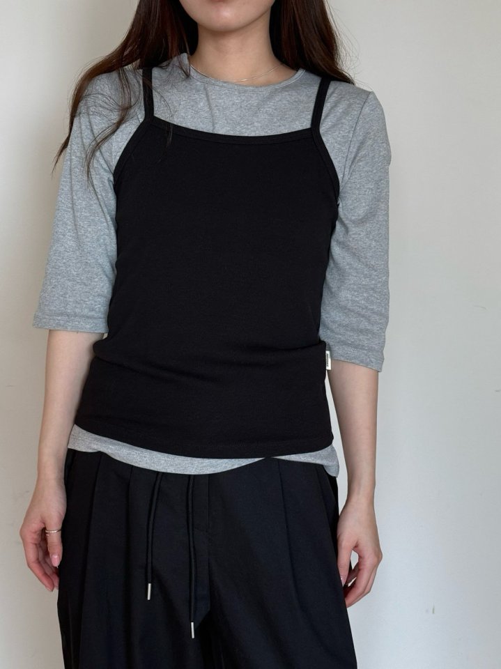 Amygrace - Korean Women Fashion - #womensfashion - Rib Sleeveless Top - 2