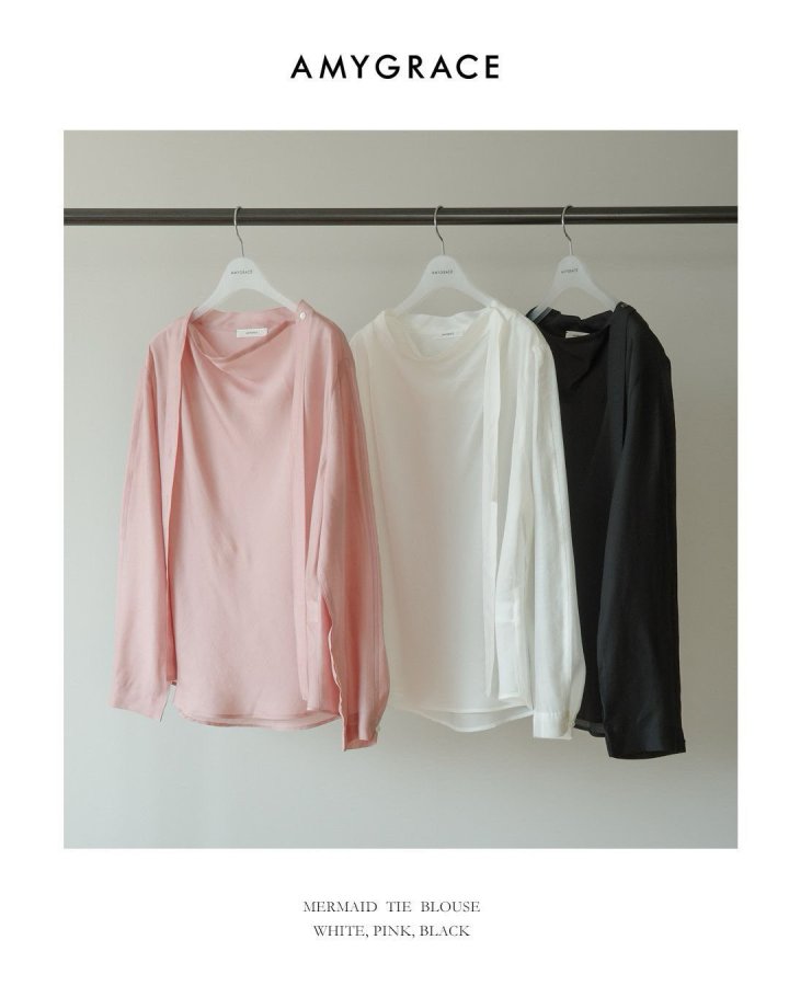 Amygrace - Korean Women Fashion - #womensfashion - Mermaid Tie Blouse - 12