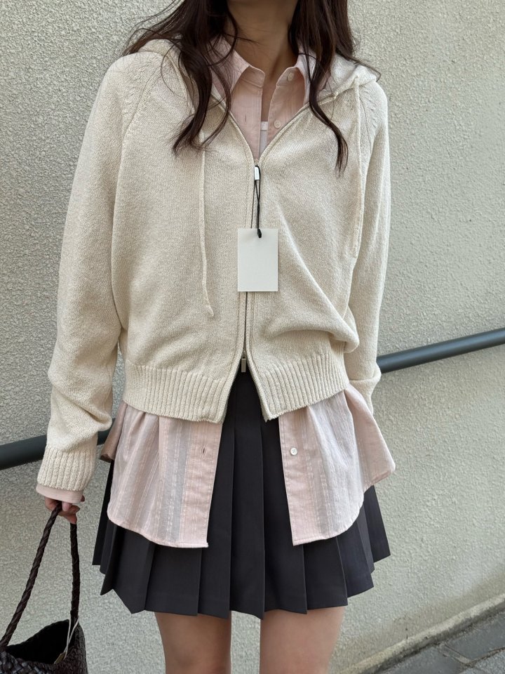 Amygrace - Korean Women Fashion - #womensfashion - Bridge Hood Knit Jacket - 3