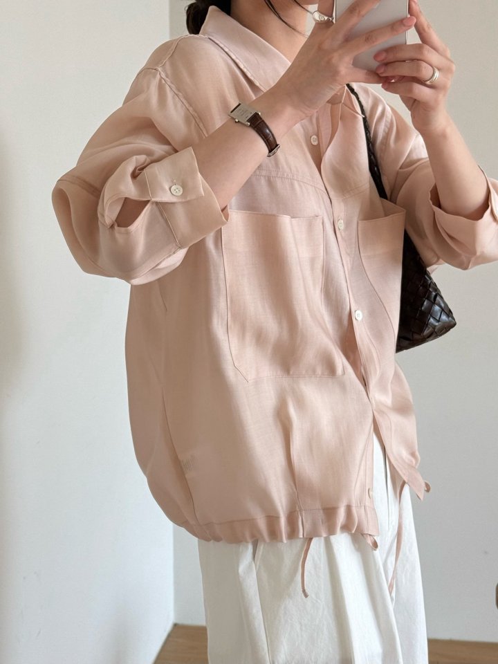 Amygrace - Korean Women Fashion - #womensfashion - Ribbon String Blouse - 8