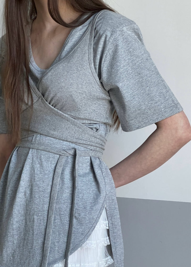 Another Avenue - Korean Women Fashion - #momslook - Balance Wrap Sleveless Tee - 5