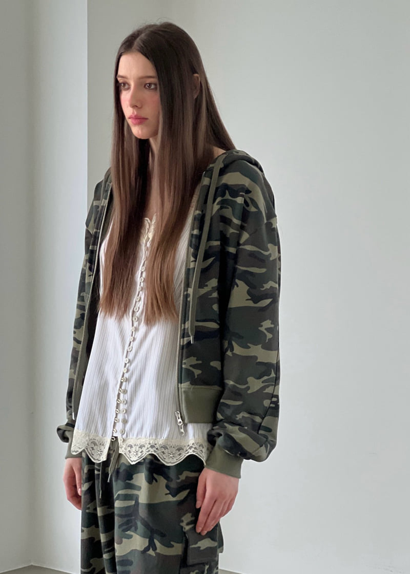 Another Avenue - Korean Women Fashion - #momslook - Heat Camo Zip-up Jacket - 5
