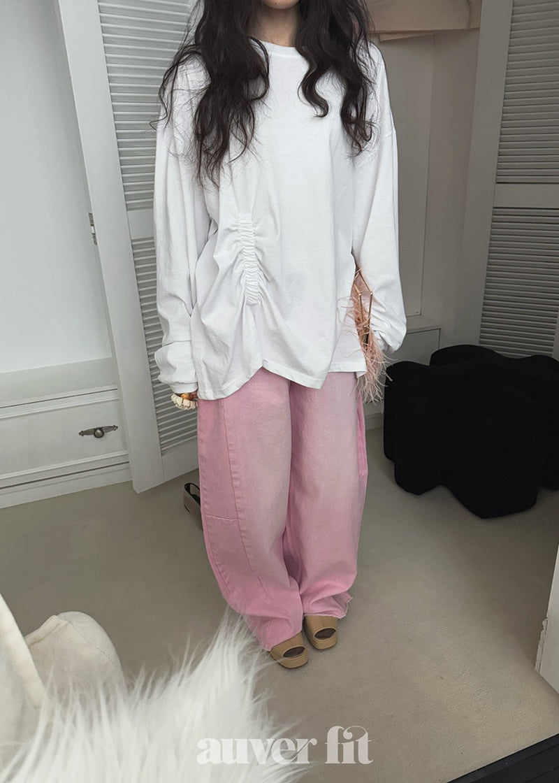 Auver_Fit - Korean Women Fashion - #momslook - Banding Shirring Tee - 3