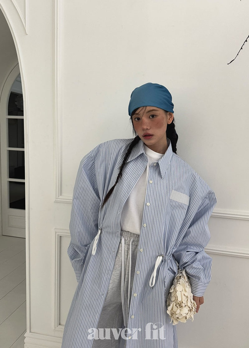 Auver_Fit - Korean Women Fashion - #momslook - Stripe Shirt Jacket