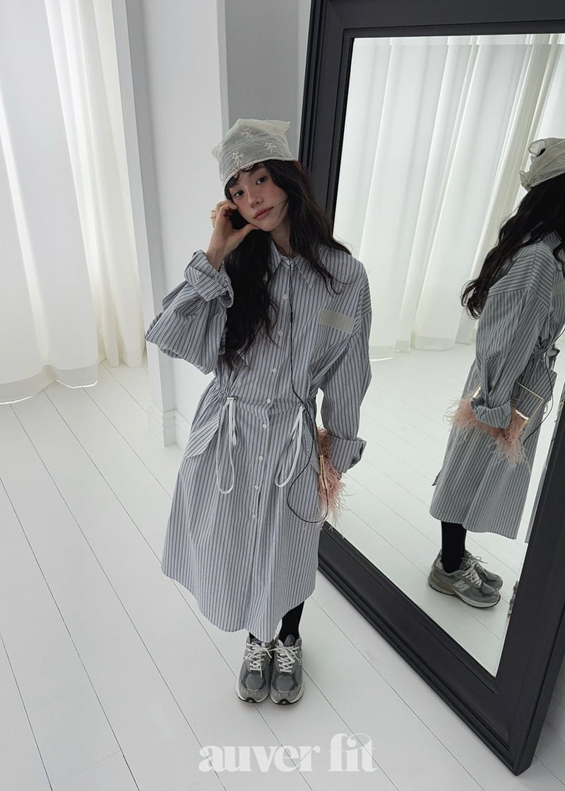 Auver_Fit - Korean Women Fashion - #momslook - Stripe Shirt Jacket - 9