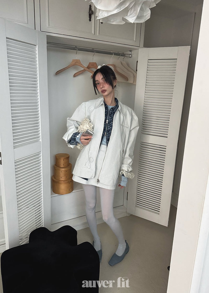 Auver_Fit - Korean Women Fashion - #momslook - Stripe Twill Set