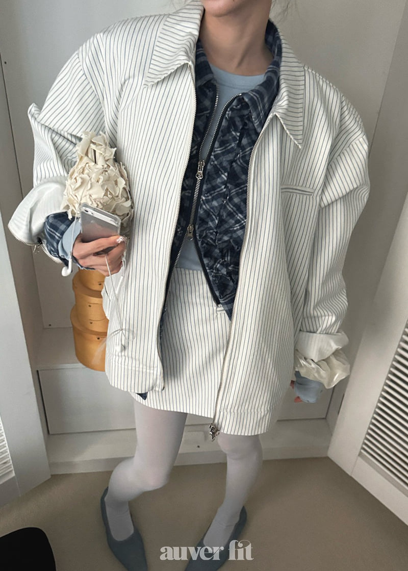 Auver_Fit - Korean Women Fashion - #momslook - Stripe Twill Set - 3