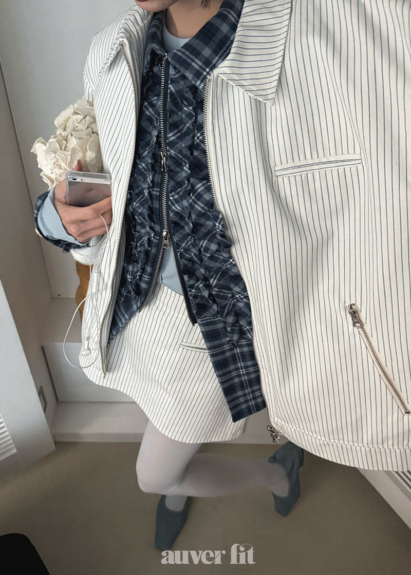 Auver_Fit - Korean Women Fashion - #momslook - Stripe Twill Set - 6
