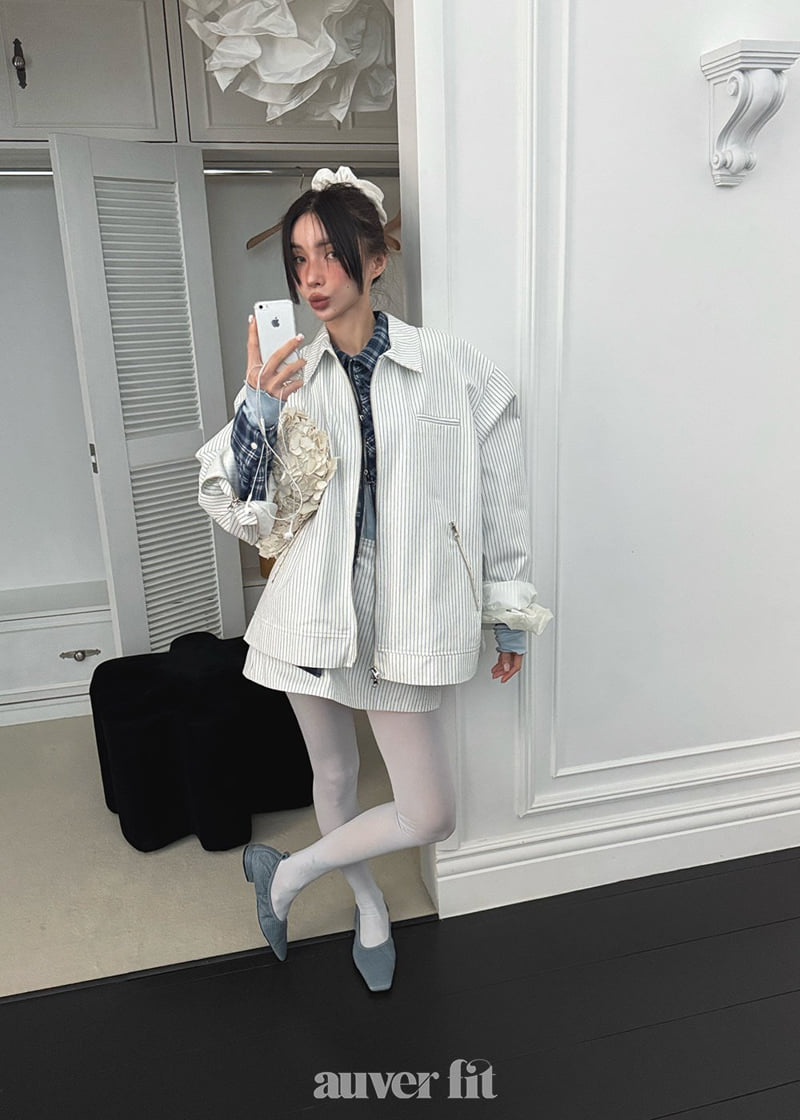 Auver_Fit - Korean Women Fashion - #momslook - Stripe Twill Set - 7