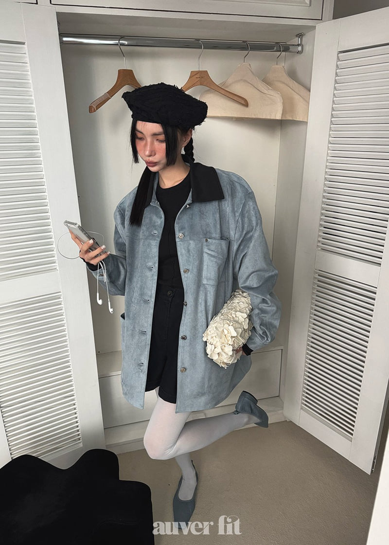 Auver_Fit - Korean Women Fashion - #momslook - Suede Rivet Jumper