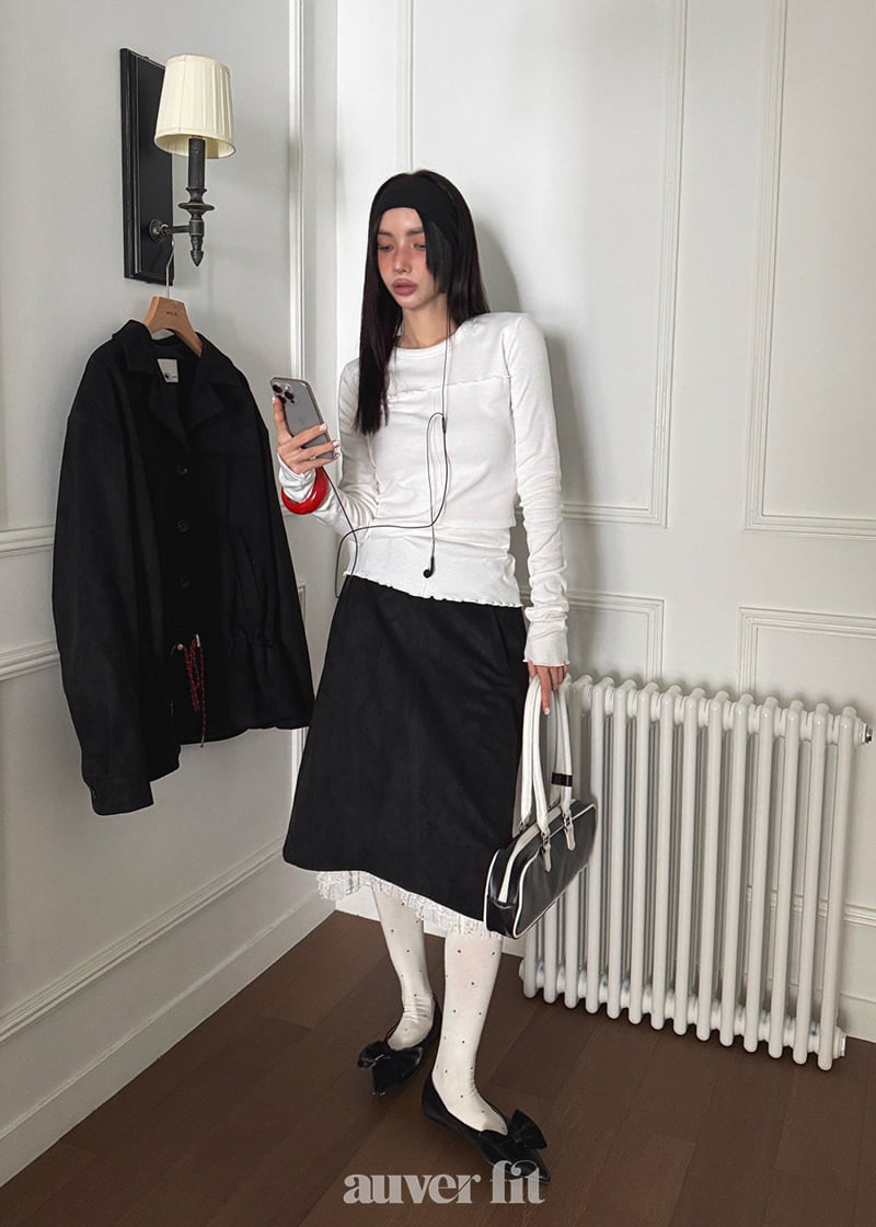Auver_Fit - Korean Women Fashion - #momslook - Wave Slim Tee - 2