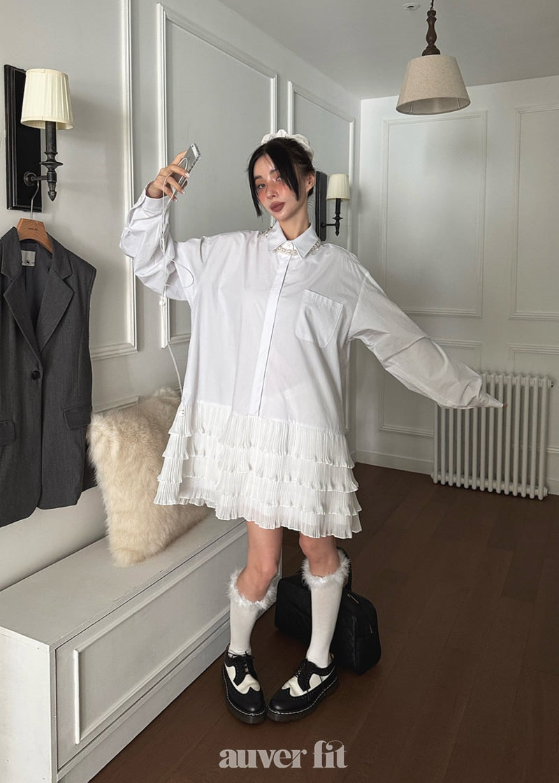 Auver_Fit - Korean Women Fashion - #momslook - Cotton Pleated One-piece