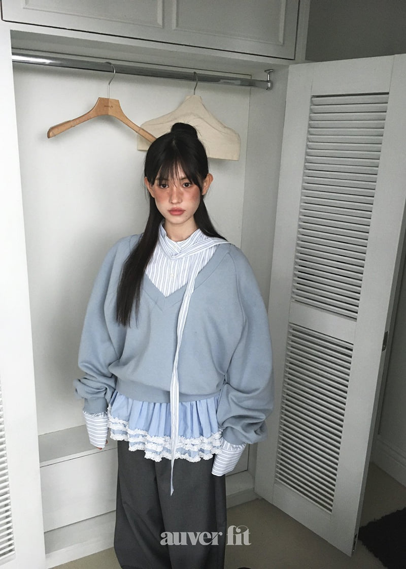 Auver_Fit - Korean Women Fashion - #momslook - V-neck Sweatshirts - 7