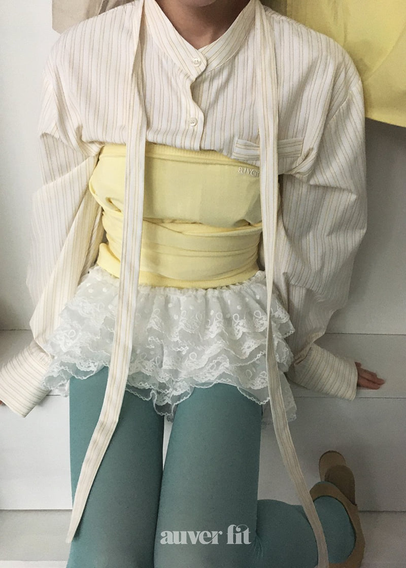 Auver_Fit - Korean Women Fashion - #momslook - Ribbon Stripe Shirt - 7