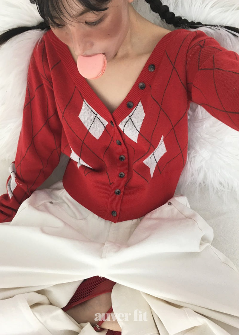 Auver_Fit - Korean Women Fashion - #pursuepretty - Argyle Off Knit - 5