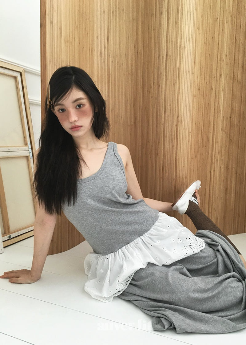 Auver_Fit - Korean Women Fashion - #pursuepretty - Layered Sleeveless Long One-piece - 2