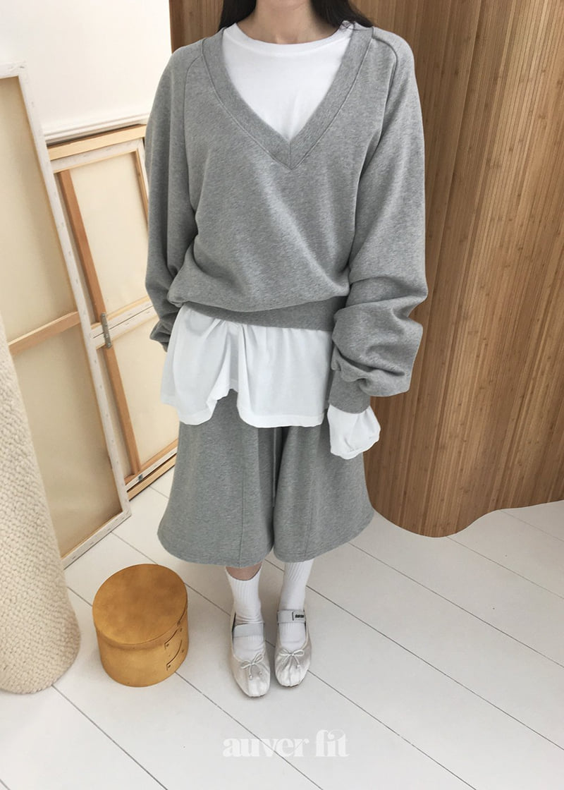 Auver_Fit - Korean Women Fashion - #restrostyle - V-neck Sweatshirts - 2