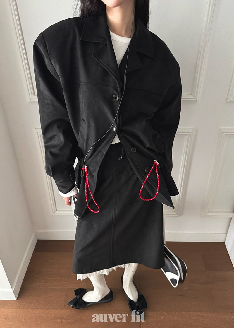 Auver_Fit - Korean Women Fashion - #shopsmall - Suede Frill Set - 11