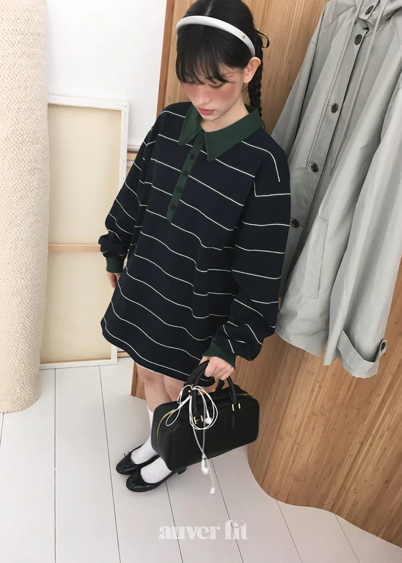 Auver_Fit - Korean Women Fashion - #shopsmall - Multi Stripe Collar Tee - 6