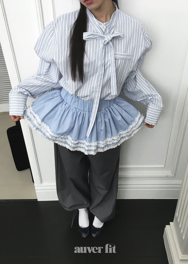 Auver_Fit - Korean Women Fashion - #shopsmall - Ribbon Stripe Shirt - 2