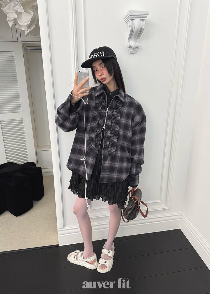 Auver_Fit - Korean Women Fashion - #thelittlethings - Check Frill Half Open Shirt - 10
