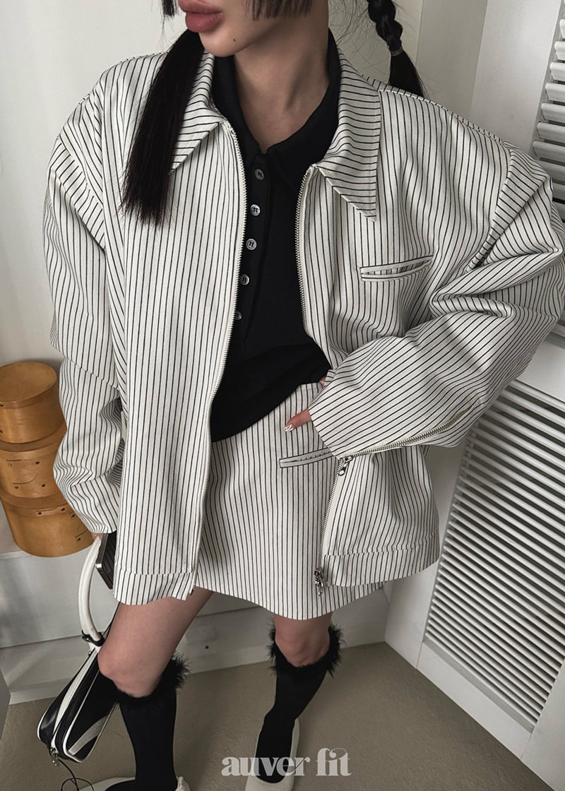 Auver_Fit - Korean Women Fashion - #vintagekidsstyle - Stripe Twill Set - 10
