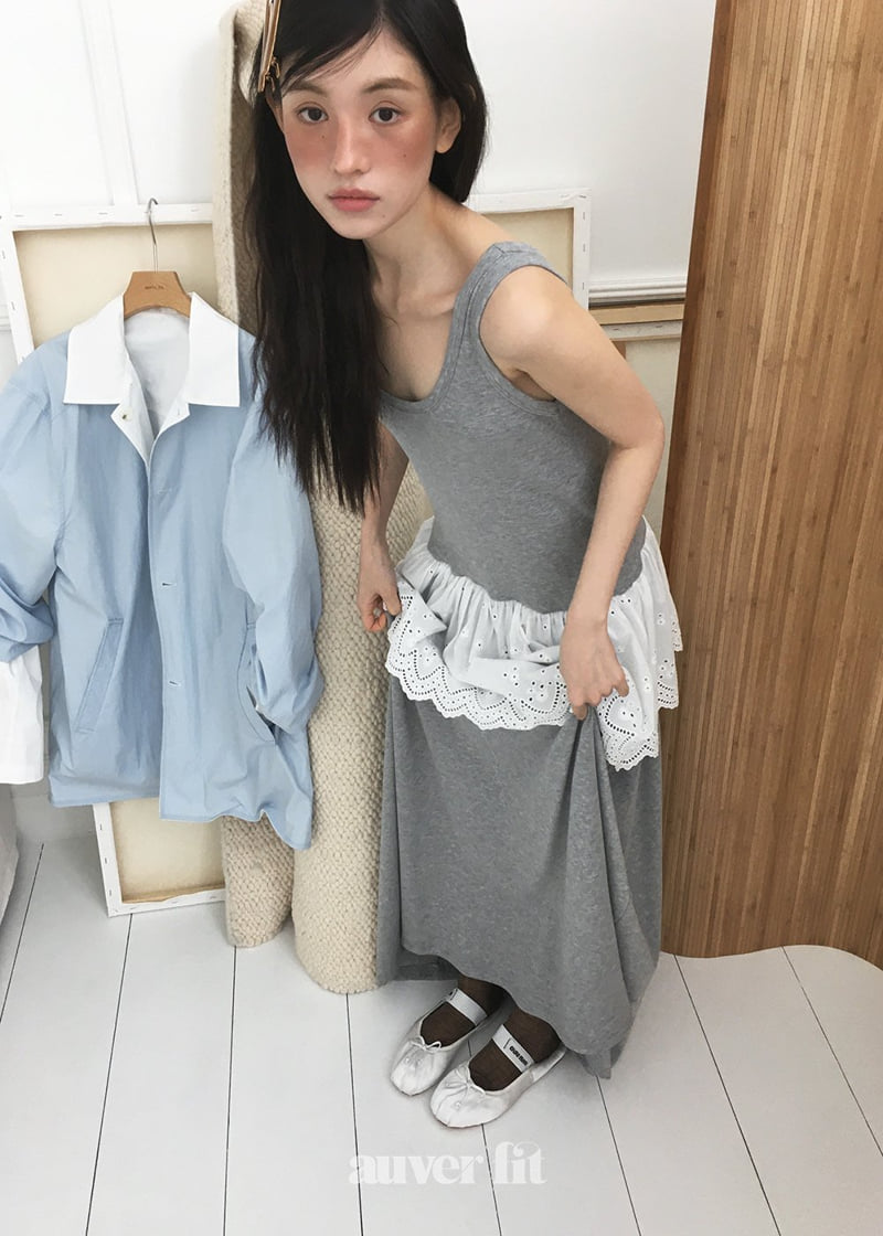 Auver_Fit - Korean Women Fashion - #vintagekidsstyle - Layered Sleeveless Long One-piece