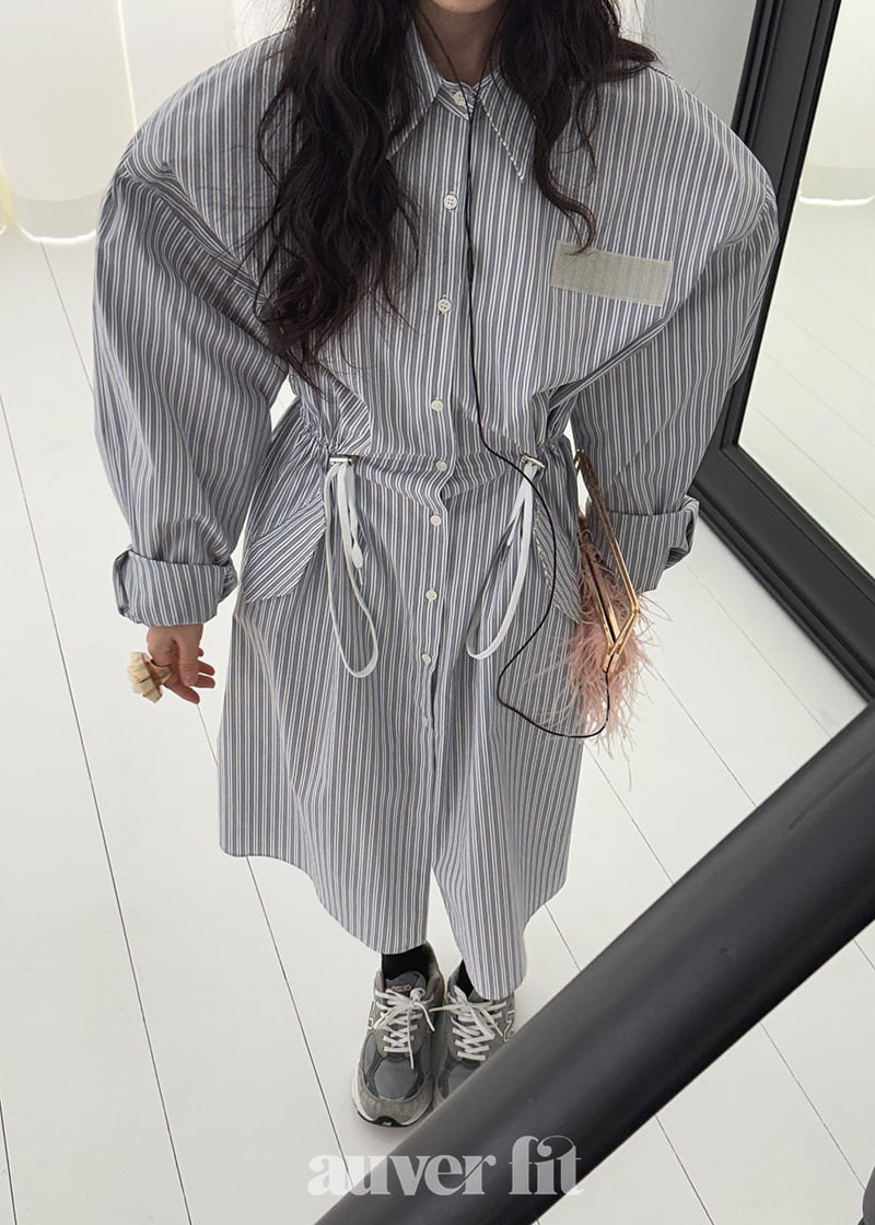 Auver_Fit - Korean Women Fashion - #womensfashion - Stripe Shirt Jacket - 12