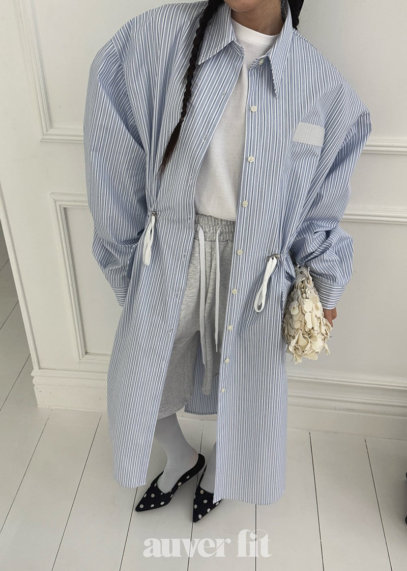 Auver_Fit - Korean Women Fashion - #womensfashion - Stripe Shirt Jacket - 2