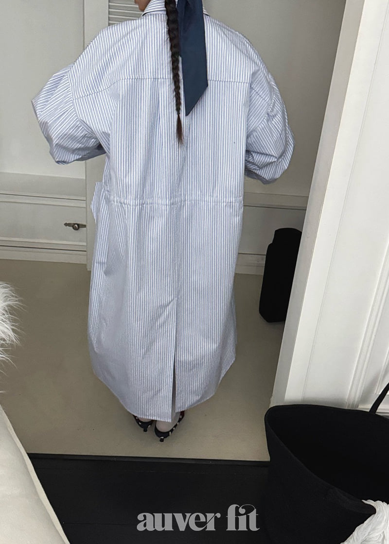 Auver_Fit - Korean Women Fashion - #womensfashion - Stripe Shirt Jacket - 6