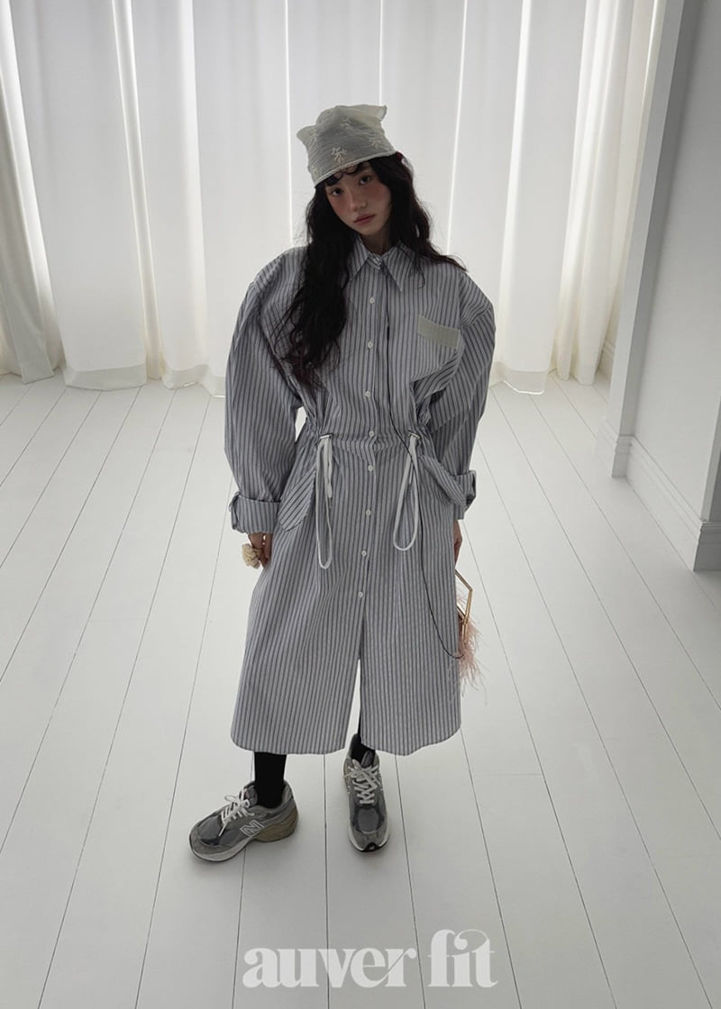 Auver_Fit - Korean Women Fashion - #womensfashion - Stripe Shirt Jacket - 8