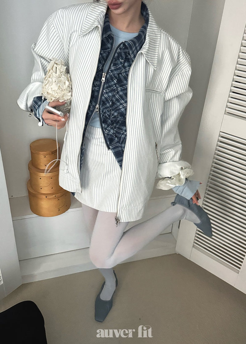 Auver_Fit - Korean Women Fashion - #womensfashion - Stripe Twill Set - 2
