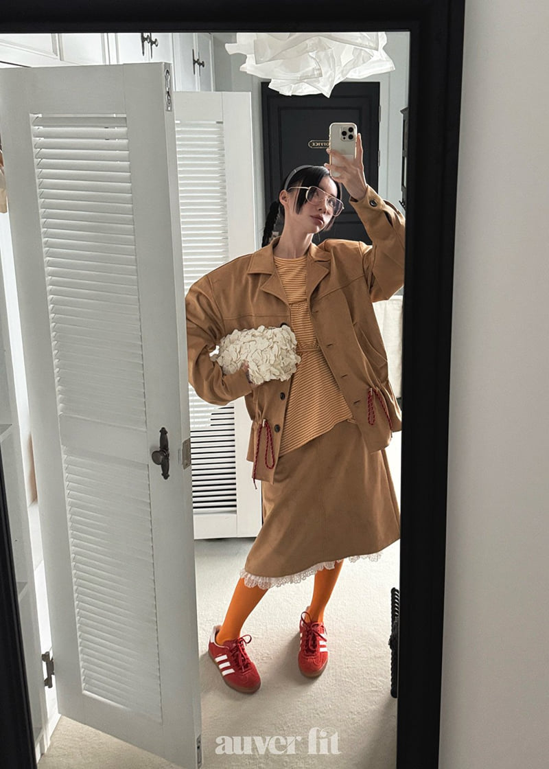 Auver_Fit - Korean Women Fashion - #womensfashion - Suede Frill Set
