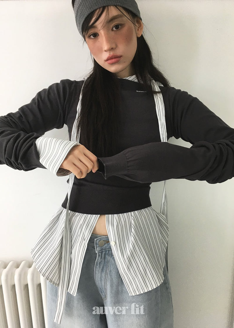 Auver_Fit - Korean Women Fashion - #womensfashion - Top Off Shoulder Knit - 5