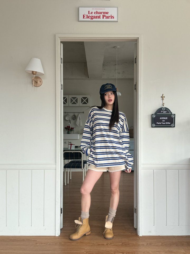 Bbibbi - Korean Women Fashion - #momslook - Striped Long Sleeve Tee - 3
